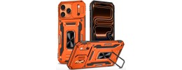 For iPhone 17 Pro Max Utter Tough Metal Ring Movable Camera Window Hybrid Case Cover - Cosmic Orange