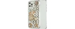 For Apple iPhone 11 (XI6.1) Full Diamond with Ornaments Case Cover - Pearl Flowers with Perfume Gold