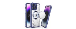 For Apple iPhone 11 (XI6.1) [Magnetic Circle] CD Pattern Transparent Rugged Hybrid - Dark Blue