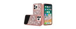 For Apple iPhone 14 PRO 6.1" Pearl Diamond Glitter Hybrid Case Cover - Pink