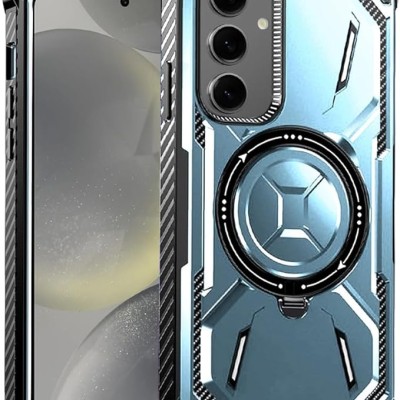 For Samsung Galaxy s24 Plus METKASE Magnetic Ring Stand Premium Ultra Rugged ShockProof Hybrid in Slide-Out Package - Light Blue