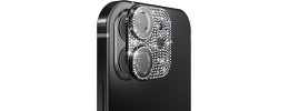 For Apple iPhone 12 Pro Diamond Bling Camera Lens Full Tempered Glass - Black