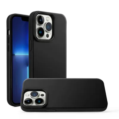 For iP15 Pro Max Premium LIQUID Silicone with Metal Buttons and Camera Edges Case Cover - Black