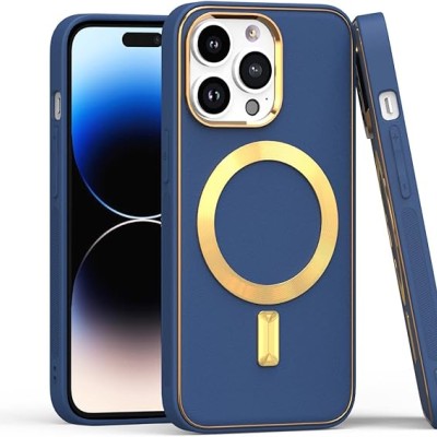 For iP15 Pro Max Ultimate Quality PU Leather Hybrid Case Cover - Blue