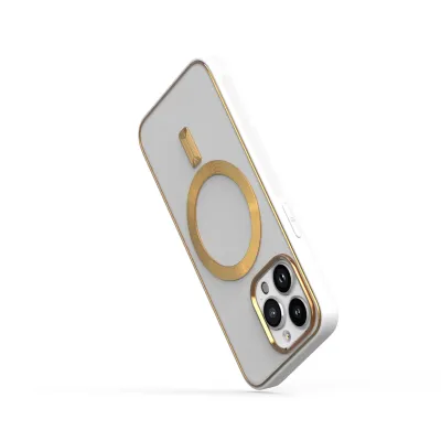 For iP15 Pro Max Ultimate Quality PU Leather Hybrid Case Cover - White