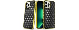 For Apple iPhone 14 PRO 6.1" Radiant Chrome Diamonds Hybrid Case Cover - Black