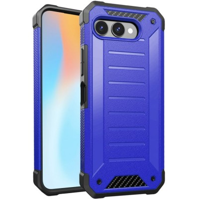 For Revvl 8 Premium Tough Lined Design Hybrid Case Cover - Blue