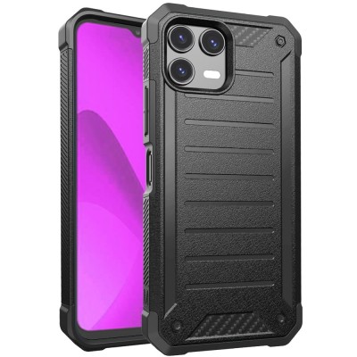 For Revvl 8 Pro Premium Tough Lined Design Hybrid Case Cover - Charcoal Grey