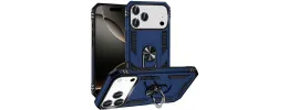 For iPhone 17 Pro Max Ring Magnetic Kickstand Hybrid Case Cover- Blue