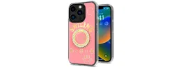 For Apple iPhone XR Smiling Glitter Ornament Bling With Ring Stand Hybrid Case Cover - Pink