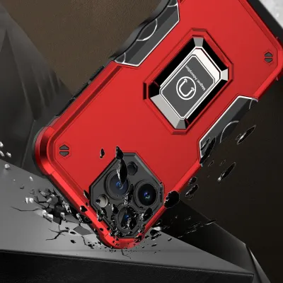 For Apple iPhone XR OPTIMUM Magnetic Ring Stand Hybrid Case Cover - Red