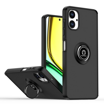 For Samsung A06 CHIEF Oil Painted Magnetic Ring Stand Hybrid - Black