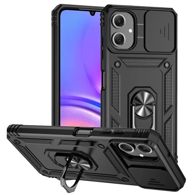 For Samsung A06 Holster Magnetic Ringstand Clip Cover Case - Black