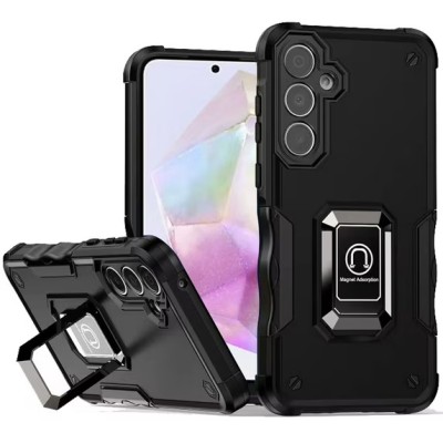 For Samsung A06 OPTIMUM Magnetic Ring Stand Hybrid - Black