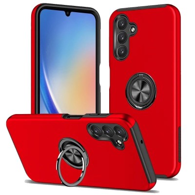 For Samsung A15 5G CHIEF Oil Painted Magnetic Ring Stand Hybrid Case Cover - Red