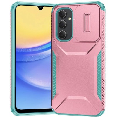For Samsung A15 5G Ultimate U Design Hybrid with Camera Window Covering - Pink+Teal