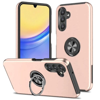 For Samsung A15 5G CHIEF Oil Painted Magnetic Ring Stand Hybrid Case Cover - Rose Gold