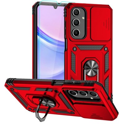 For Samsung A16 5G Beautiful Diamond Metallic Design Metal  Chrome Edged Hybrid - Red