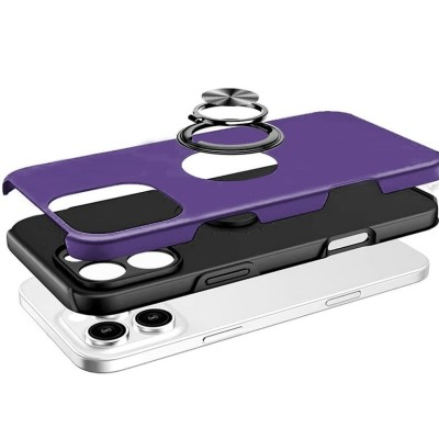 For Samsung A16 5G Car Mount with 2-Ring Stand Hybrid Case  Purple