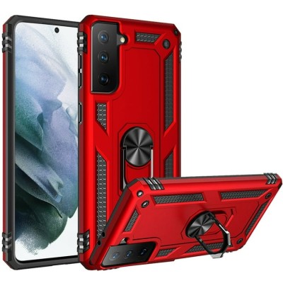 For Samsung A16 5G Car Mount with 2-Ring Stand Hybrid Case  Red