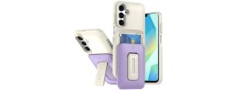 For Samsung A16 5G Card Holder (2X) with Wrist Strap Hybrid With  KickStand - Beige+Light Purple