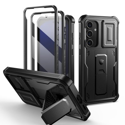 For Samsung A16 5G Crystal Glass Diamond with Metallic Buttons and Edges Hybrid Case - Black