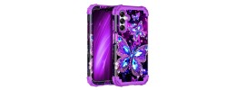 For Samsung A16 5G Cute Butterfly Ornaments Diamonds Shimmer Matching Metallic HQ Hybrid - Dark Purple