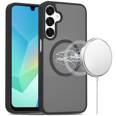 For Samsung A16 5G [Magnetic Circle] Smooth Safe Matte Feel Hybrid Case - Black