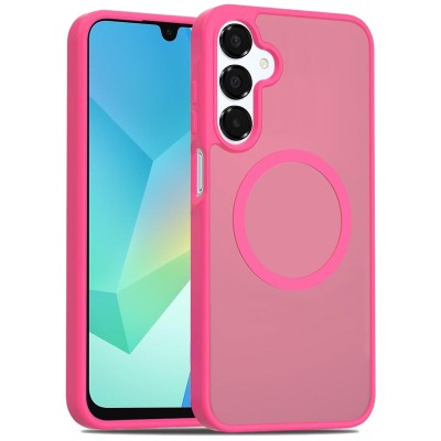 For Samsung A16 5G [Magnetic Circle] Smooth Safe Matte Feel Hybrid Case - Hot Pink