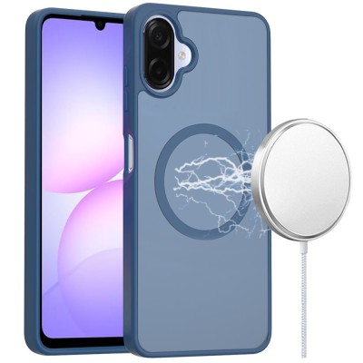 For Samsung A16 5G [Magnetic Circle] Smooth Safe Matte Feel Hybrid Case - Navy Blue