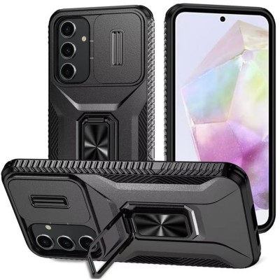 For Samsung A16 5G Matte Finish Simplified Magnetic Ring With Stand Hybrid Case - Black