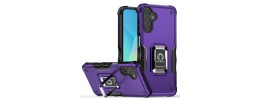 For Samsung A16 5G ShatterProof HQ Metal Camera Ring [Magnetic Circle] with Colorful Edged Bar Case - Dark Purple