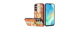 For Samsung A16 5G Splendid Glitter Butterfly Design Stand with Metallic Edges Hybrid Case - Red