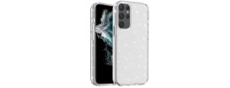 For Samsung A16 5G Transparent Glitter Rotaional Magnetic Ring Stand HQ Hybrid - Clear