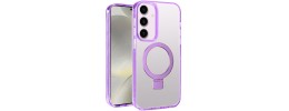 For Samsung A16 5G Transparent Glitter Rotaional Magnetic Ring Stand HQ Hybrid - Light Purple