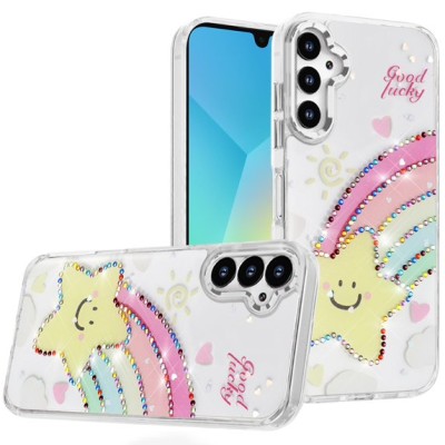 For Samsung A16 5G Resin Epoxy Design Diamond Metal Edged Hybrid Case - H