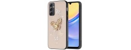 For Samsung A16 5G Splendid Glitter with Diamonds All Around Edges Ring Stand Case Cover - Gold