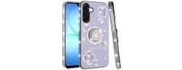 For Samsung A17 5G Beautiful ANGEL Hearts Glitter Shimmer Diamond Edged Hybrid Case - Purple