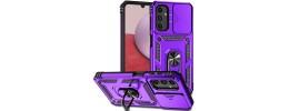 For Samsung A17 5G Butterfly Moveable Grip Stand With Small Diamonds Meta Buttons HQ Hybrid - Purple