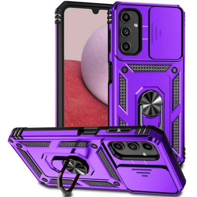 For Samsung A17 5G Butterfly Moveable Grip Stand With Small Diamonds Meta Buttons HQ Hybrid - Purple