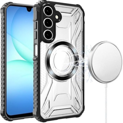 For Samsung A17 5G [Magnetic Circle] CD Pattern Transparent Rugged Hybrid - Black