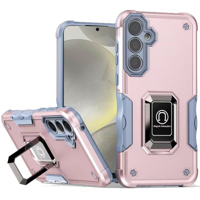 For Samsung A17 5G CHIEF Oil Painted Magnetic Ring Stand Hybrid Case Cover - Rose Gold