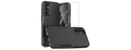 For Samsung A17 5G Card Holder with Mirror Inside PU Leather Hybrid Case - Black