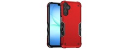 For Samsung A17 5G Card Holder with Mirror Inside PU Leather Hybrid Case - Red
