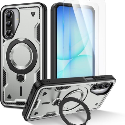 For Samsung A17 5G Complete Magnetic Metal Ring Stand Camera  Protection Hybrid - Grey