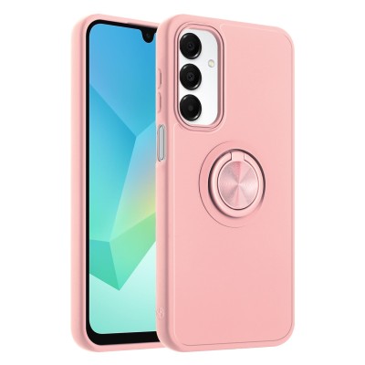 For Samsung A17 5G Complete Magnetic Metal Ring Stand Camera  Protection Hybrid - Pink+Burgundy