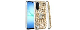 For Samsung A17 5G Crystal Glass Diamond with Metallic Buttons and Edges Hybrid Case - Rose Gold