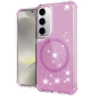 For Samsung A17 5G Epoxy Glitter Shimmer [Magnetic Circle] Hybrid Case - Light Pink