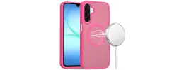 For Samsung A17 5G [Magnetic Circle] Smooth Safe Matte Feel Hybrid Case - Hot Pink