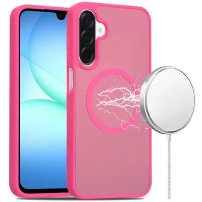 For Samsung A17 5G [Magnetic Circle] Smooth Safe Matte Feel Hybrid Case - Hot Pink